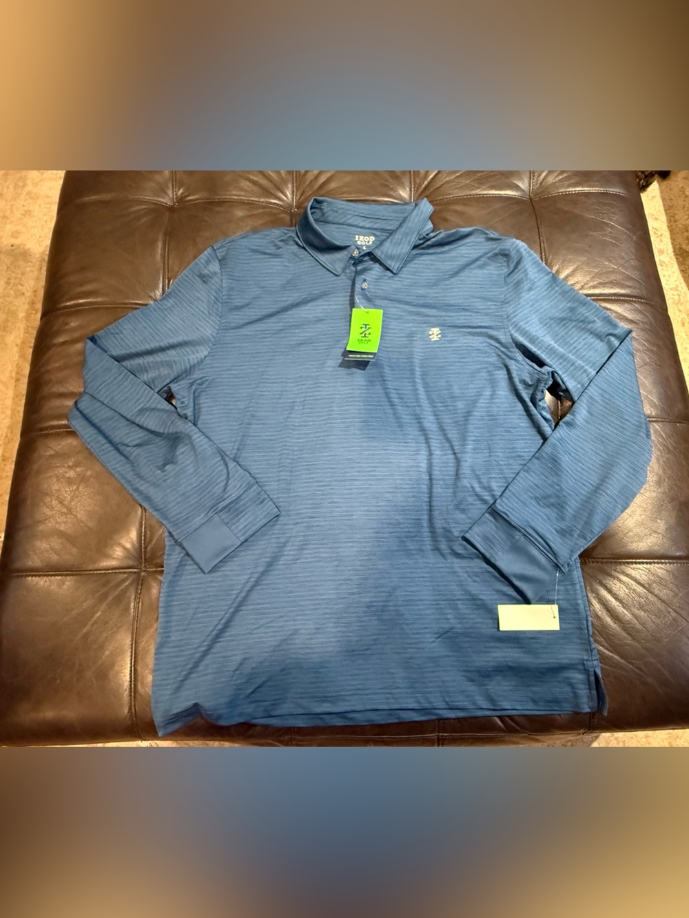 Long-Sleeve Blue Polo Shirt by IZOD